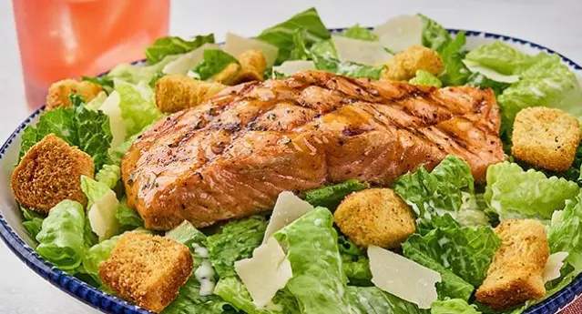 Classic Caesar Salad with Grilled Salmon